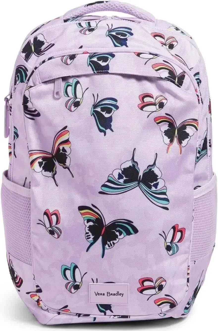 Vera Bradley Reactive Grand Backpack in Lavender Butterflies Pattern